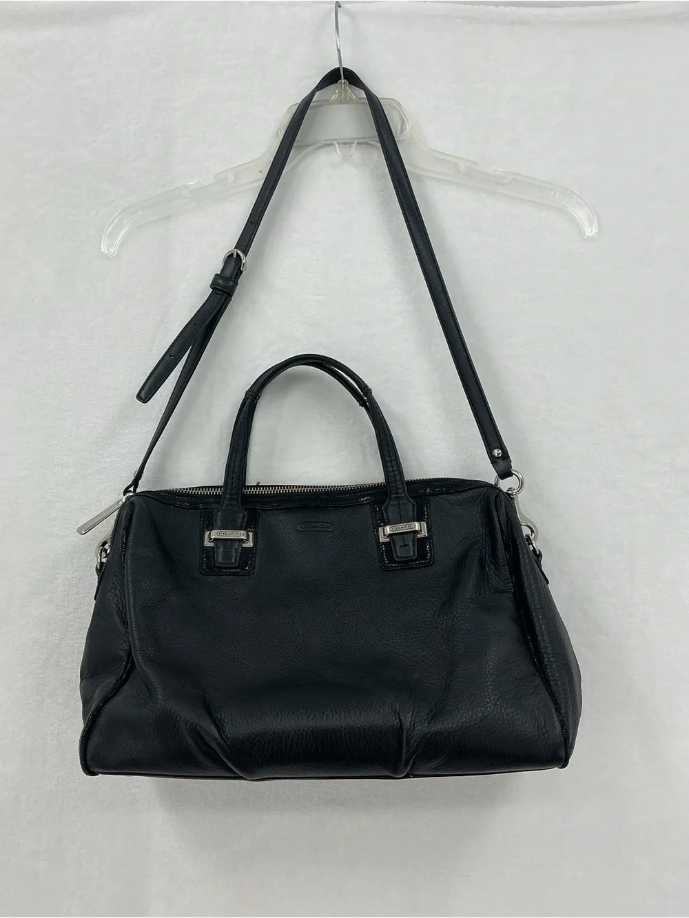 Coach Black Leather Satchel with Adjustable Strap c19